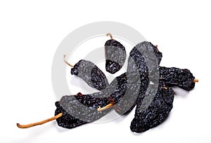 Ancho Chile and Mulato Chile or Dried Poblano Chile Peppers photo