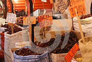 Ancho and other dried chilis for sale,