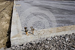 Anchor bolts on a cement footing