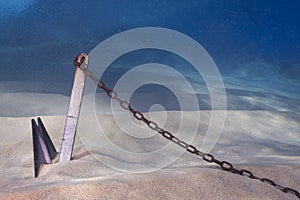 Anchor Buried in Sand Underwater