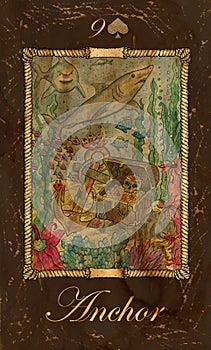 Anchor. Card of Old Marine Lenormand Oracle deck.