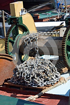 Anchor chain on boat