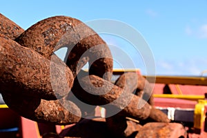 Anchor chain on a cargo ship