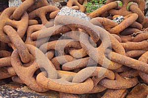 Anchor chain from a huge ship