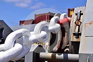 Anchor chain of a large container vessel