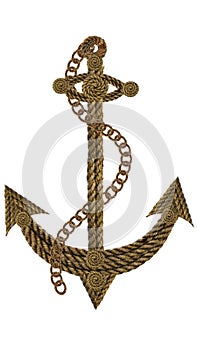 Anchor compass and ship steering wheel