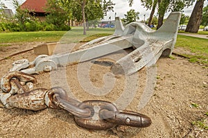 An anchor on display on Harriet Island in St. Paul, Minnesota.