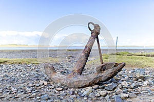 Anchor on the estuary at Ravenglass in Cumbria, England, United