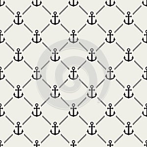 Anchor etric seamless pattern. Repeated abstract anchors background. Modern gray texture. Repeating contemporary grey design for p