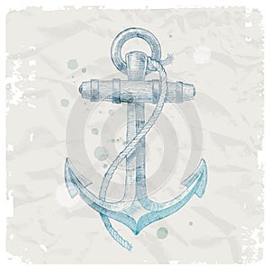 Anchor on grunge paper background