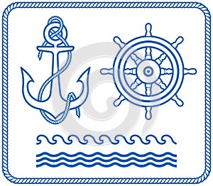 Anchor and Helm. Nautical designs photo