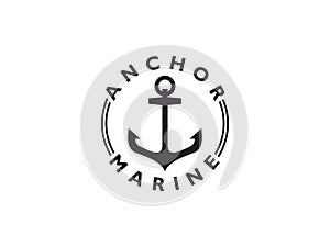 Anchor Hipster Vintage Retro Circular Rustic Stamp Hand Drawn Boat Ship Marine Navy Nautical logo design