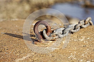 Anchor hook and chain for boat