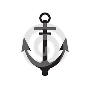 Anchor icon, black isolated on white background, vector illustration.