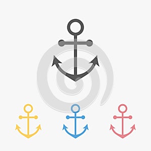 Anchor icon, grapnel, boat, ship, nautical