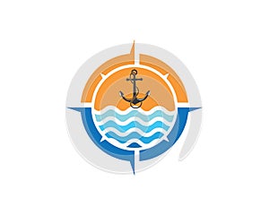 Anchor icon Logo compass design Template vector