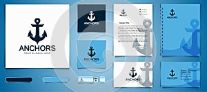 Anchor icon Nautical maritime sea ocean boat logo and business branding template Designs Inspiration Isolated on White Background