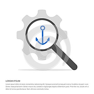 Anchor Icon Search Glass with Gear Symbol Icon template