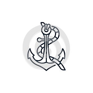 anchor icon vector from pirate concept. Thin line illustration of anchor editable stroke. anchor linear sign for use on web and