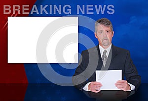 TV Anchor man BREAKING NEWS television reporter photo