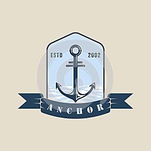 anchor nautical emblem logo vector vintage illustration template icon graphic design. marine navy sign or symbol for travel