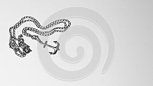 Anchor necklace pendant in black and white picture photo