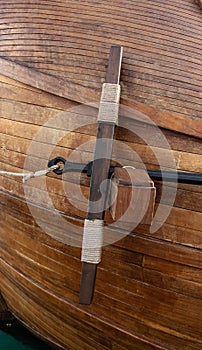 Anchor on an old wooden boat