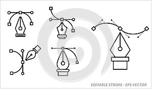 Anchor Pen Tools cursor concept isolated. Editable Stroke. 3D