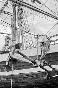 Anchor and rigging of an old sailboat