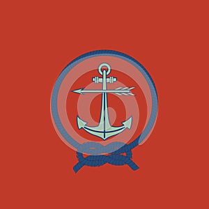 Anchor with rope. Vector illustration.