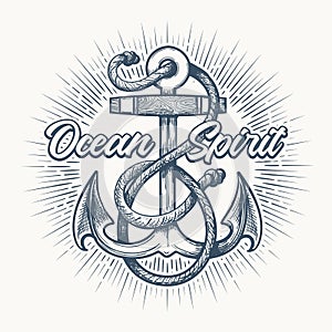 Anchor With Ropes Nautical Tattoo Emblem