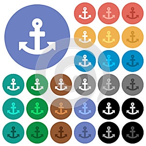 Anchor round flat multi colored icons