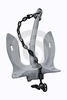 Anchor and rusty chain isolate on white background, clipping path.