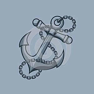 Anchor, sailors symbol, tattoo style