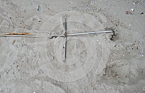 Anchor in the sand on the beach