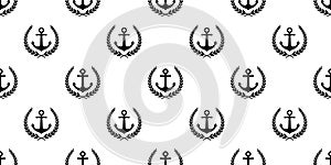 Anchor seamless pattern Laurel Wreath vector boat pirate helm Nautical maritime ocean sea repeat wallpaper scarf isolated tile bac