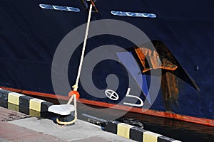 Anchor on ship hull