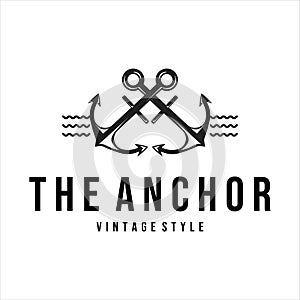 anchor ship logo vintage vector icon symbol illustration template design. anchor retro icon emblem for sailor or marine business