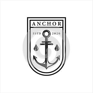 anchor ship logo vintage vector icon symbol illustration template design. anchor retro icon emblem for sailor or marine business