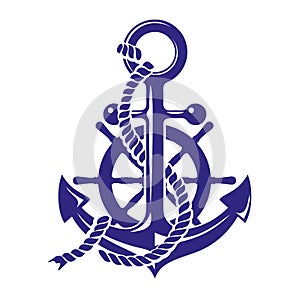 Anchor and ships wheel symbol vector illustration isolated on white background