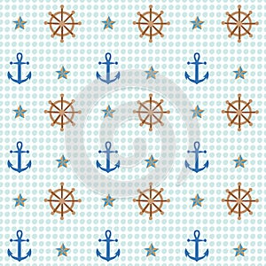 Anchor and shipwheel nautical pattern