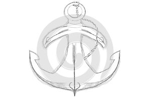 Anchor sketch illustrated with shadows on a white background