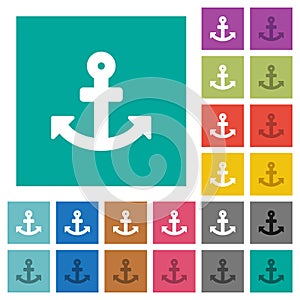 Anchor square flat multi colored icons