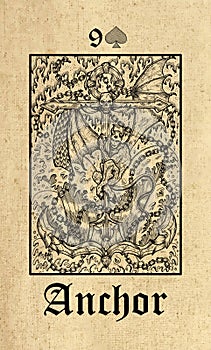 Anchor. Tarot card from Lenormand Gothic Mysteries oracle deck