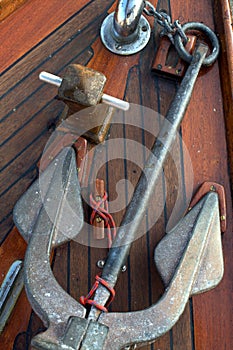 Anchor on Teak Boat Deck