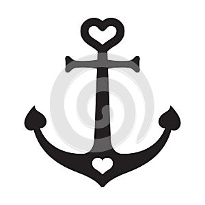 Anchor vector icon boat helm heart logo Nautical maritime valentine ocean sea illustration symbol graphic