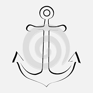 Anchor vector illustration. Anchor tattoo style, drawing for aquatic or nautical theme. Marine sign symbol