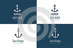 Anchor vector logo icon set. Sea, vintage or