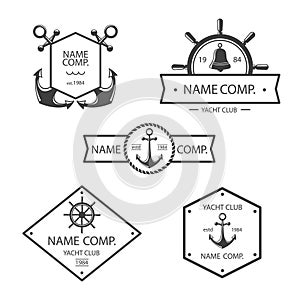 Anchor and yacht club logo set. Retro Vintage Logotypes or insignias set