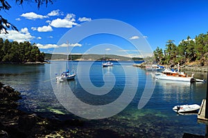 Anchorage and Dock at Royal Cove on Princess Margaret Island, Gulf Islands National Park, British Columbia, Canada